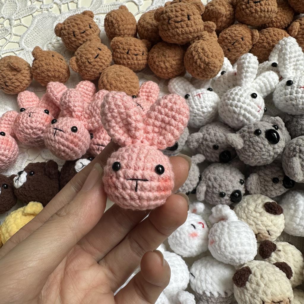 3cm Ručně dopletený Mini Zvířátko Pletený Králík Kuřata Kočka Pes Klíčenka Přívěsek Dárek pro kamarádku a nejlepší kamarádku pro Ženy Dívky