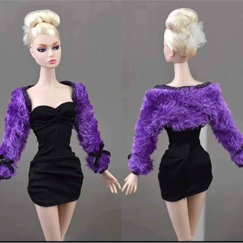 

30Cm Fashion Dress Up Doll Shawl Unique Design Imitation Feather/Fur Shawl White Purple Plush Shawl For 1/6 Fr Doll Accessories Set Fits 30cm dolls