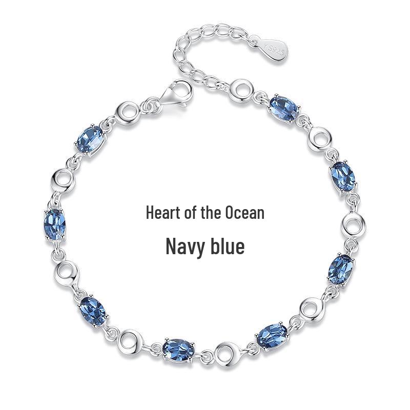 Himmelblauer Topas Inlay S925 Sterling Silber Armband - Kristall-Design für Damen, Ideales Geschenk für Freunde oder Geburtstage