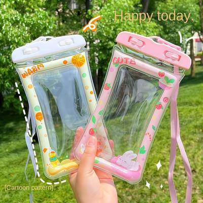 Large Cartoon Mobile Phone Waterproof Bag Touchscreen Swimming Diving Cover Rider Takeaway Rainproof Case Sealed Bag with Airbag