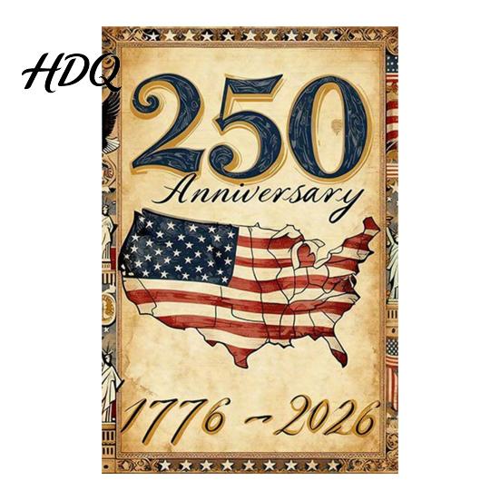 250th Anniversary Flag America Garden 250 Years of Freedom Patriotic Banner Outdoor Decoration 4th July Yard Sign for Independence Day Memorial