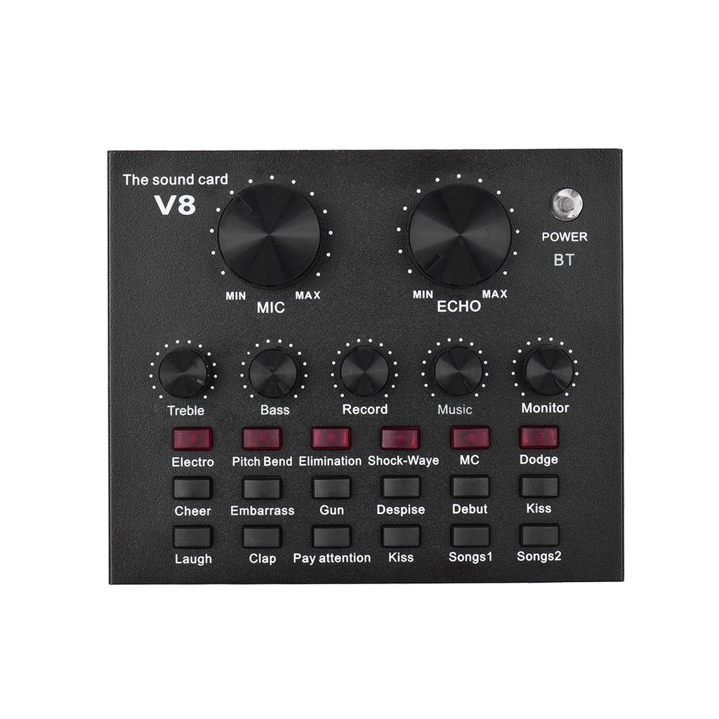 External Audio Mixing Sound Card USB Audio Interface with Multiple Sound Effects Built in Rechargeable Battery for