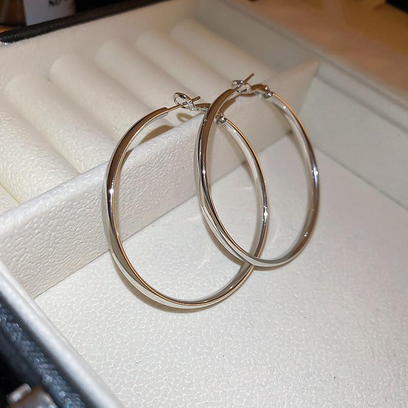 European and American plain ring earrings, stud earrings, cold wind, niche earrings, temperament earrings, light luxury