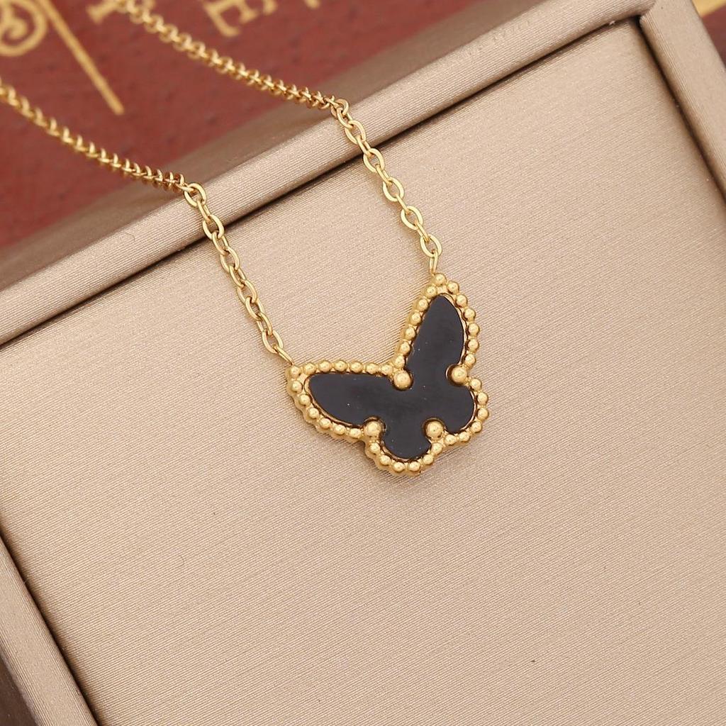 2026 Multi-color Butterfly Stainless Steel Pendant Clavicle Necklace N1104