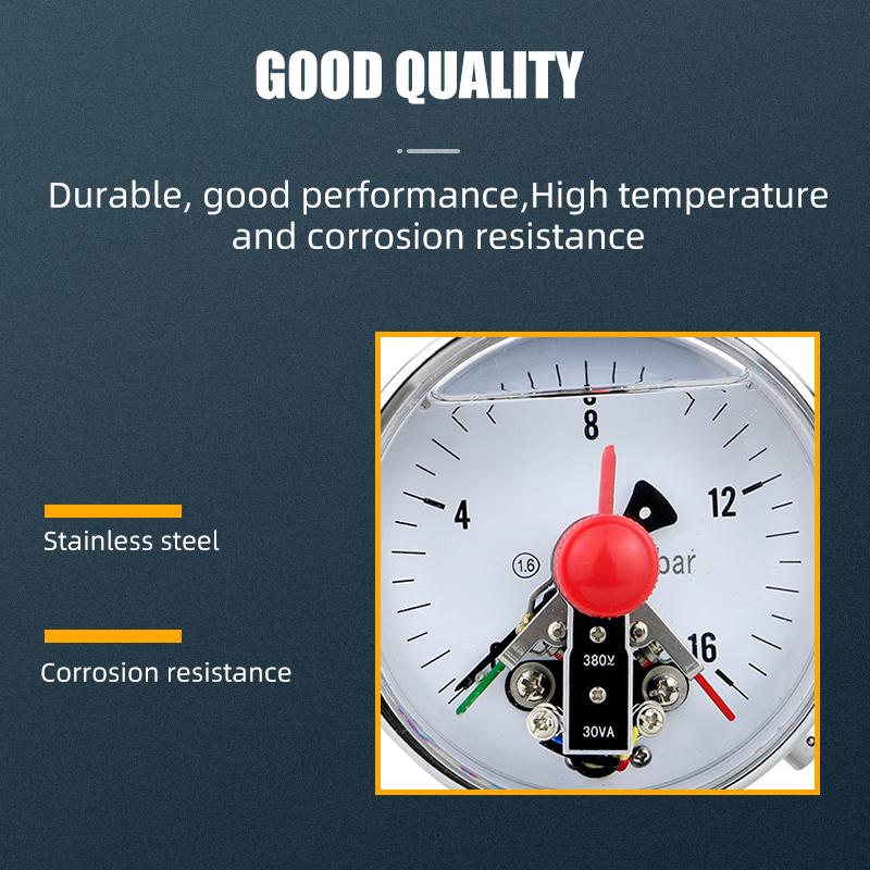 Pressure Gauge Electric Contact Pressure Gauge 220V 380V M20*1.5 Installed At The Bottom For Air Gas Water Fuel Liquid