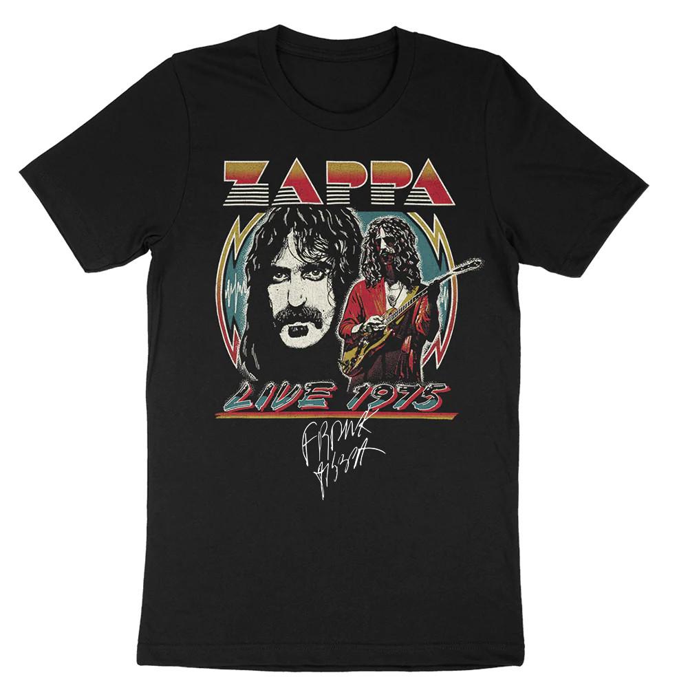 Vtg Frank Zappa Live 1975 Cotton Black Full Size Unisex S5XL Shirt XXXL