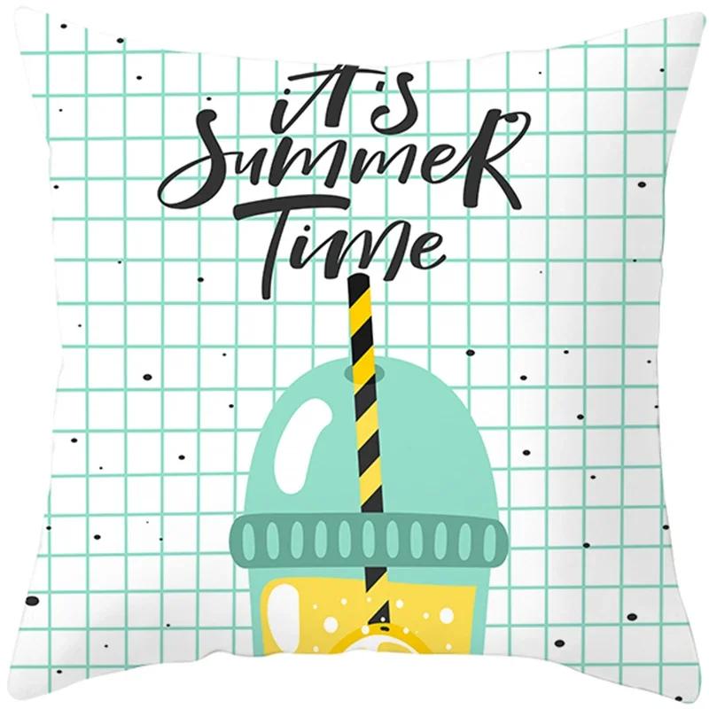 Tropical Style Fruit Cactus Printed Pillow Case Home Decor for Sofa Office Polyester Throw Pillow Cover Decorative Cushion Cover