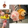 Cute Pink And Brown Sitting Position Nien Lion Plush Toy Pendant For Kids And Teen Accessories
