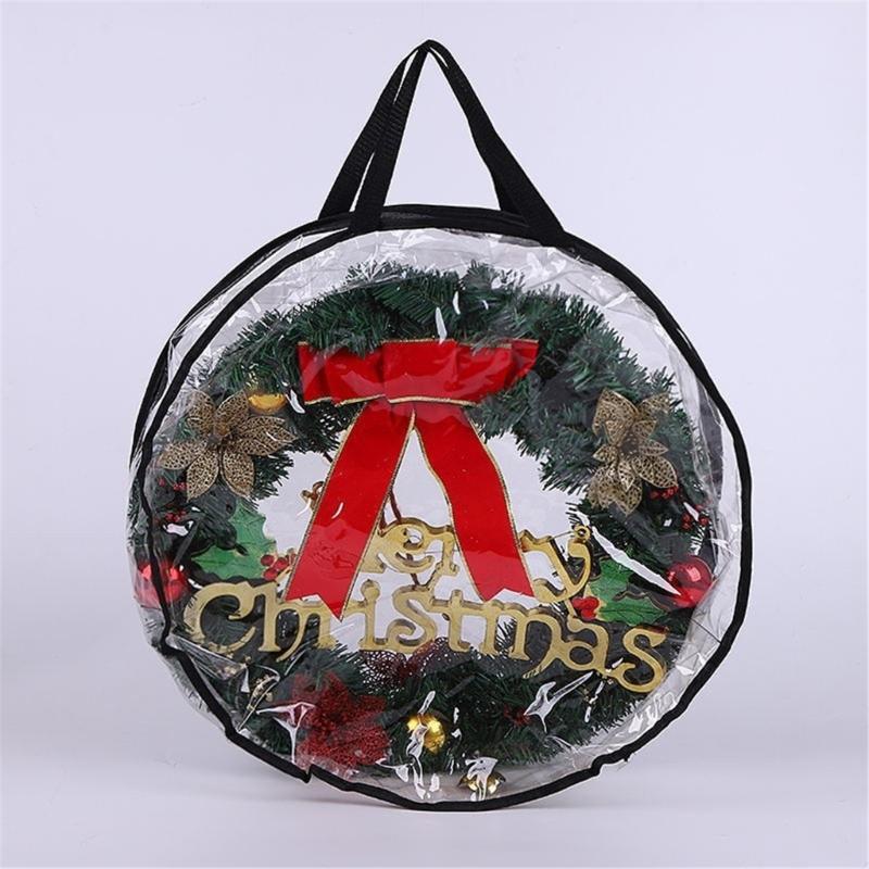 Transparent Holiday Decoration Organiser Bag With Reinforced Zippers Lightweight PVC Materials Wreath Protective Case