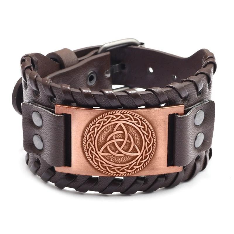 HNSP Wolf Rune Wrap Viking Leather Bracelet For Men Vintage Wide Bracelet Male  Accessory