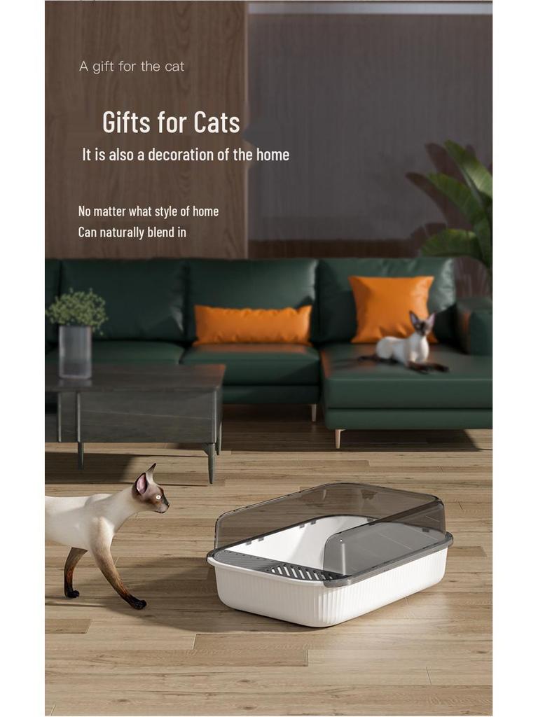 Extra Large Anti-Splash Cat Litter Box with Free Scoop