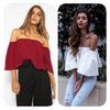 Stylish Summer Off Shoulder Ruffle Hem Loose Fit Top Women Urban Fashion Tee