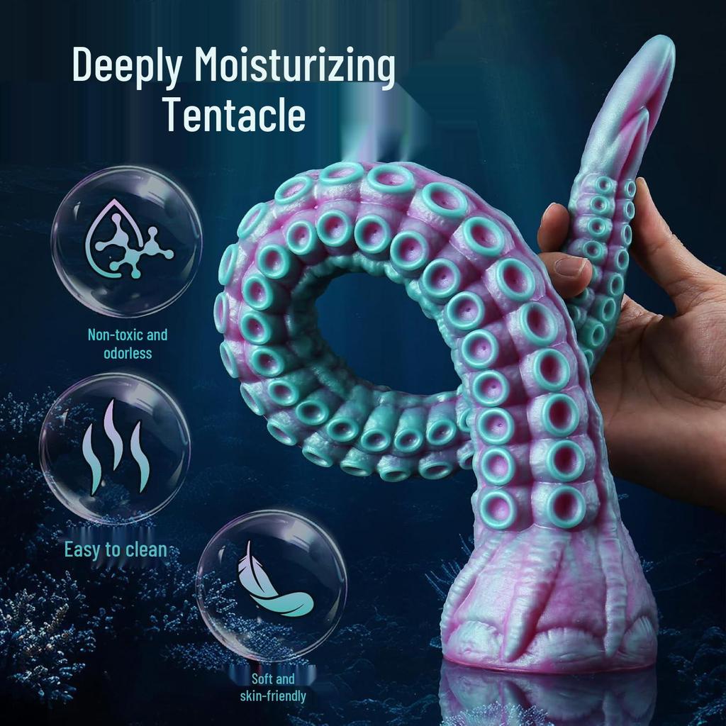 A184 Silicone Octopus Tentacle Toy - Purple & Green Anal Stimulation Dildo for Men & Women, SM Super Long Realistic Design.