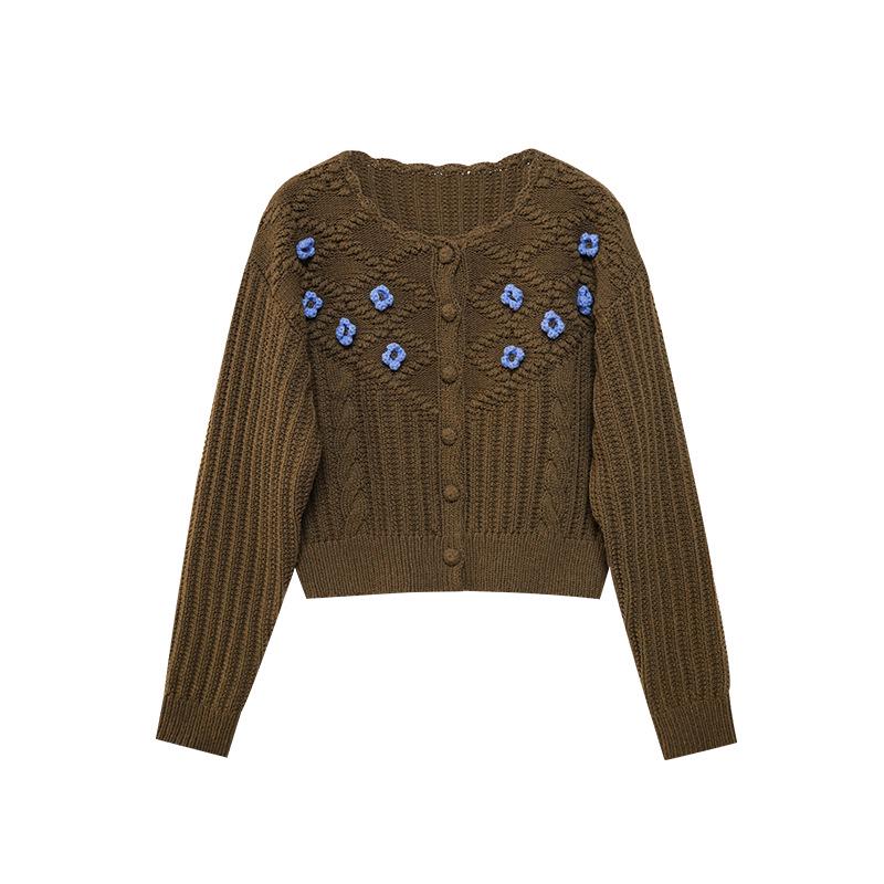 

Зима 2024 Свежий и Милый Омолаживающий Девичий Кардиган для Женщин Small кофейный