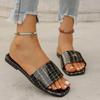 Fashion 2024 New Slippers Leather Women Sandales Open Toe Flat Casual Slide Summer Outdoor 36-43