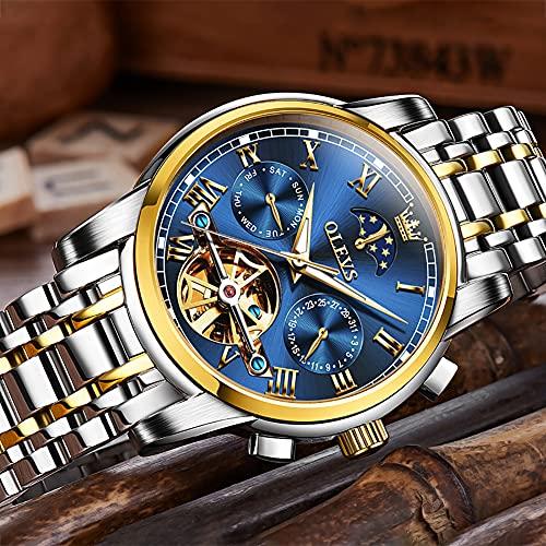 OLEVS Men's Automatic Watch, Stylish Mechanical Wristwatch, Father's Day Gift, Popular Business Watch, Luminous, Cool, Waterproof, Fashionable, Date D