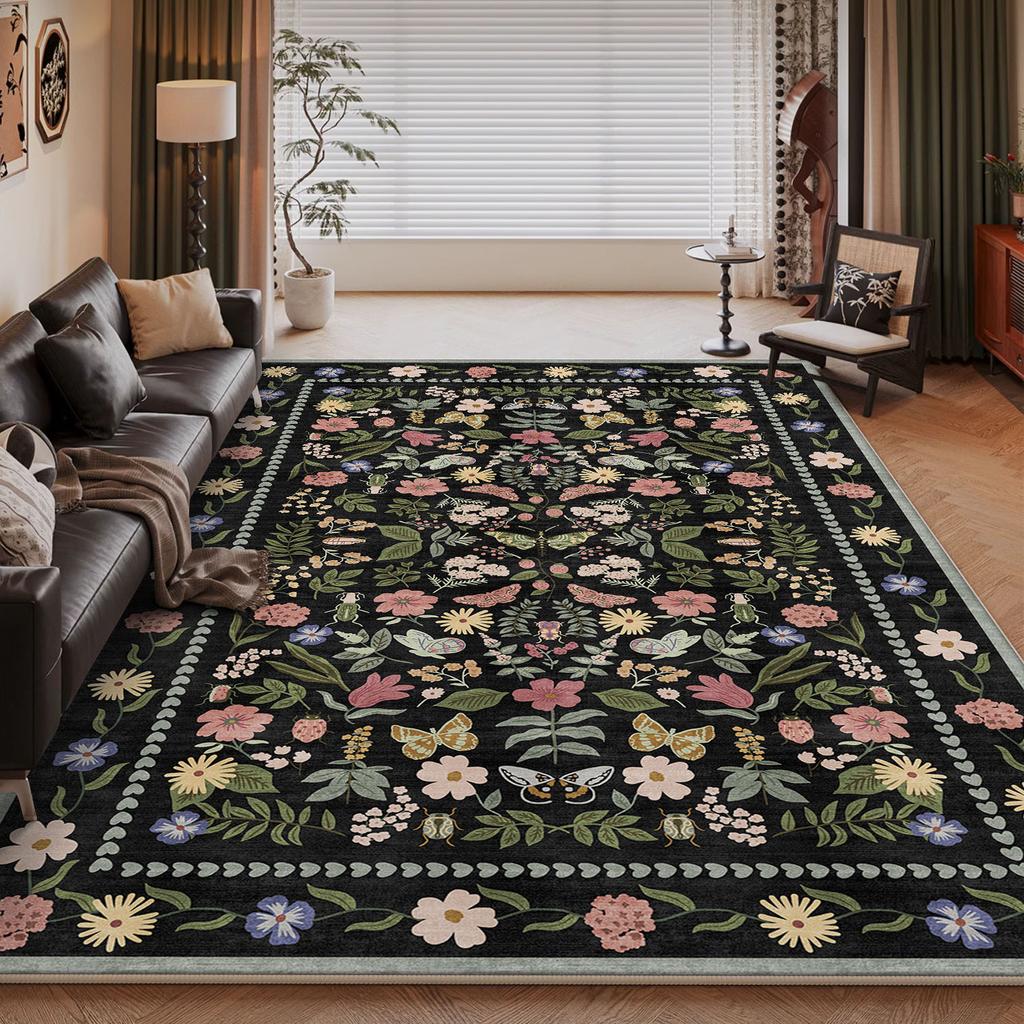 Flower Theme Pattern Area Mat Bohemian Water-Absorbent Non-Slip Carpet for Indoor and Outdoor Use Multi-scene Home Decor Mat
