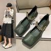 Wind is not tired loafers metal chain casual French design feet soft sole Mary Jane small leather shoes
