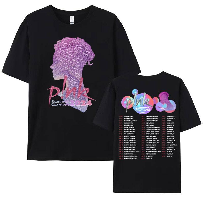 Pnk Pink Singer Summer Carnival 2024 Festival WORLD Tour Tee Shirt Womens Men Clothing Aesthetics Oversized Tshirt Streetwear