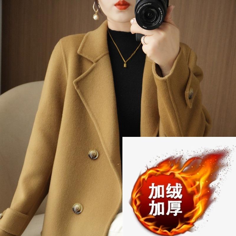 

Женское короткое шерстяное пальто осенне-зимнее маленькое свободное шерстяное пальто с костюмным воротником XL