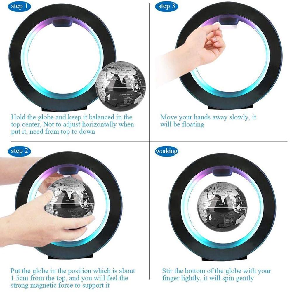 Magnetische Levitation Schwebender Globus Lampe Rotierende LED Erde Nachtlicht Modern Schreibtisch Nachttisch Dekor Home Office Umgebungslicht
