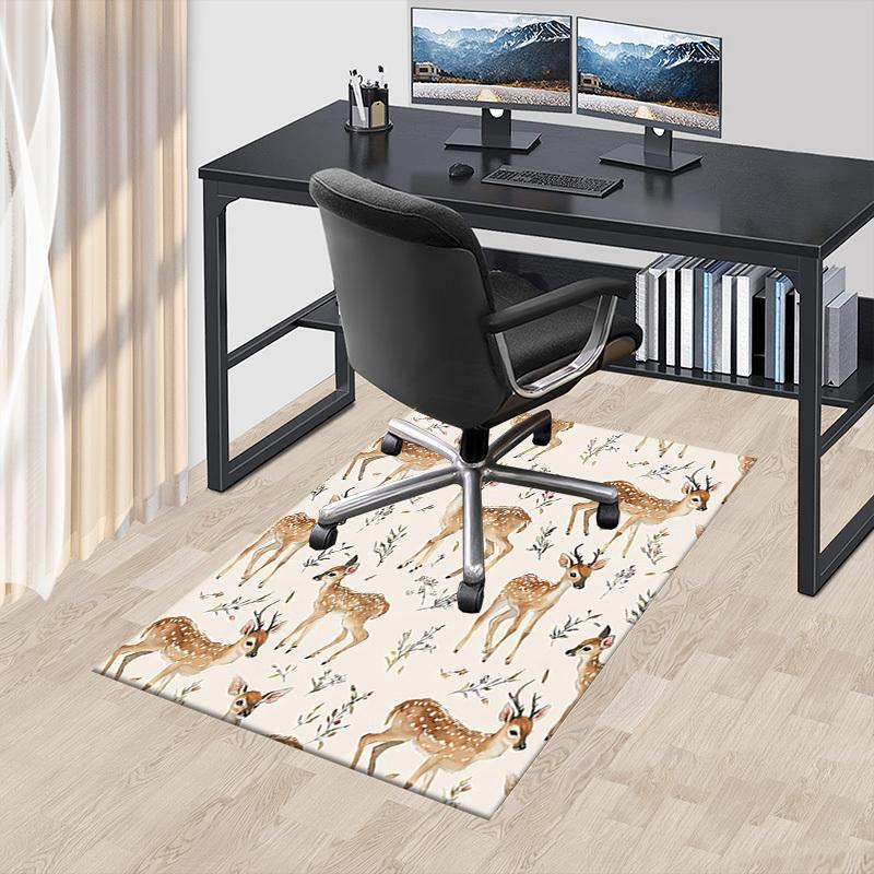 1PC Deer Flowers Non-Slip Floor Carpet Compatible for Office&Living Room&Bedroom&Dining room - Flat- Soft & Pattern, Vibrant Colors-W306