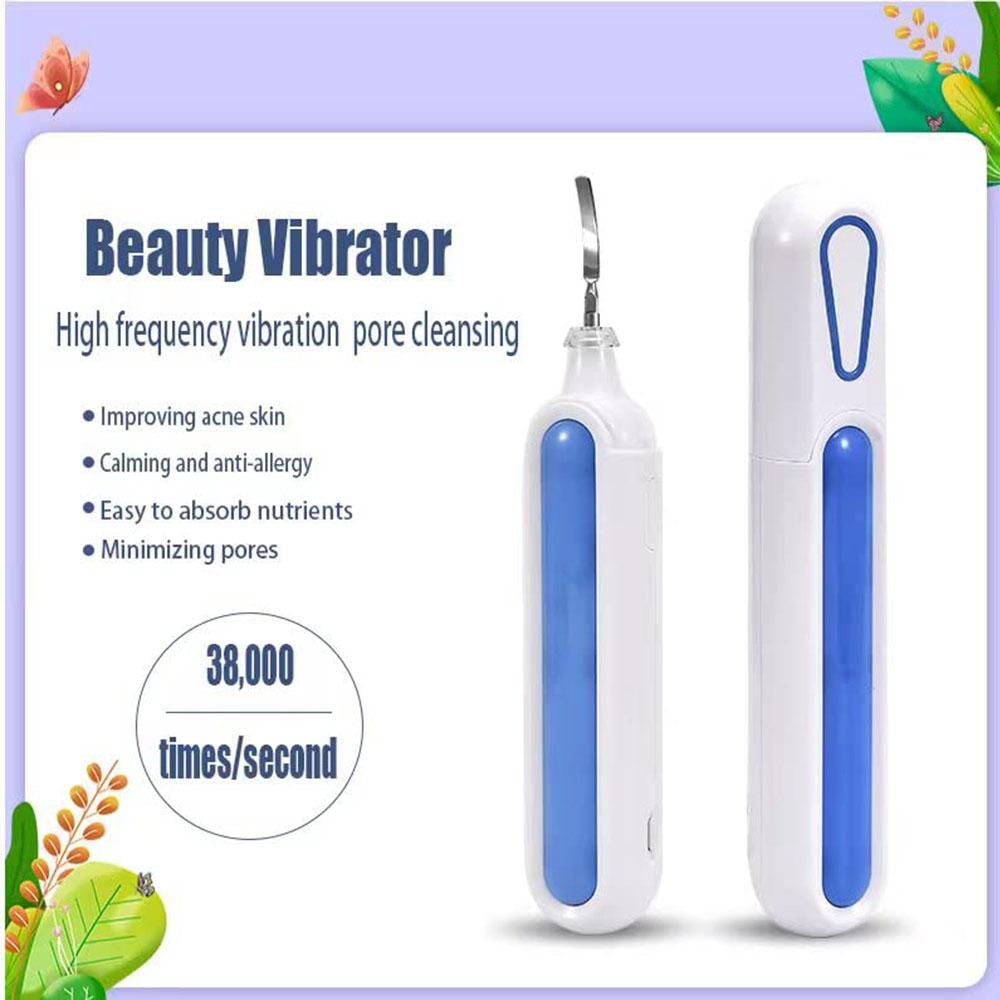 Beauty Device with Facial Skin Scrubber - Blackhead Remover Pore Cleaner Comedones Extractor for Facial Deep Cleansing (Blue)