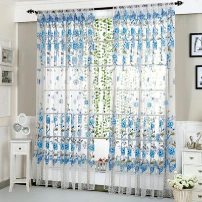 Romantic Sheer Curtains Elegant Transparent Curtain Window Treatment Peony Tulle Curtain  Bedroom
