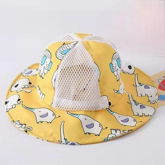 Children's Summer Mesh Sun Hat - Large Brim Fisherman Style for Boys and Girls