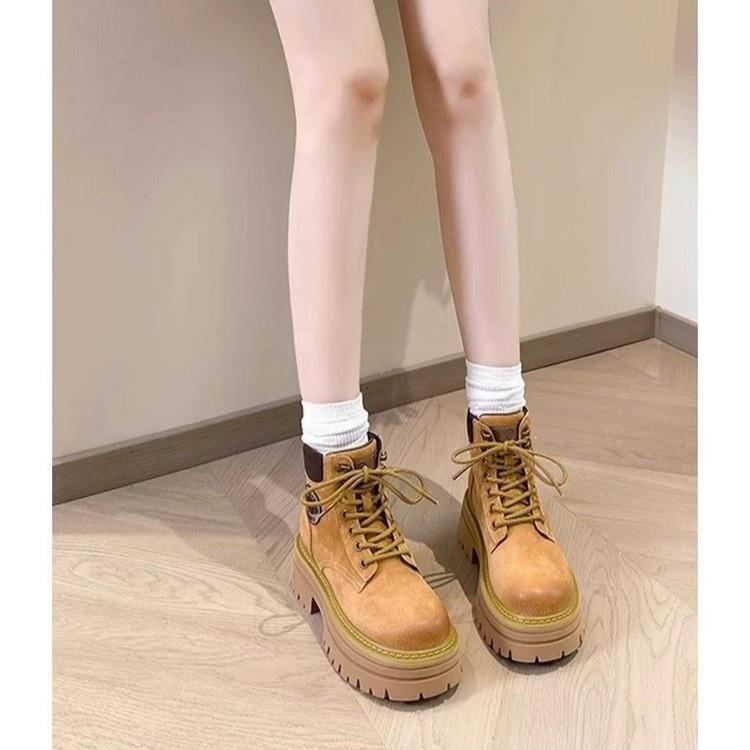 Popular thin and versatile Martin boots for women 2025 autumn and winter new inner height increase rhubarb boots for women classic boots for women