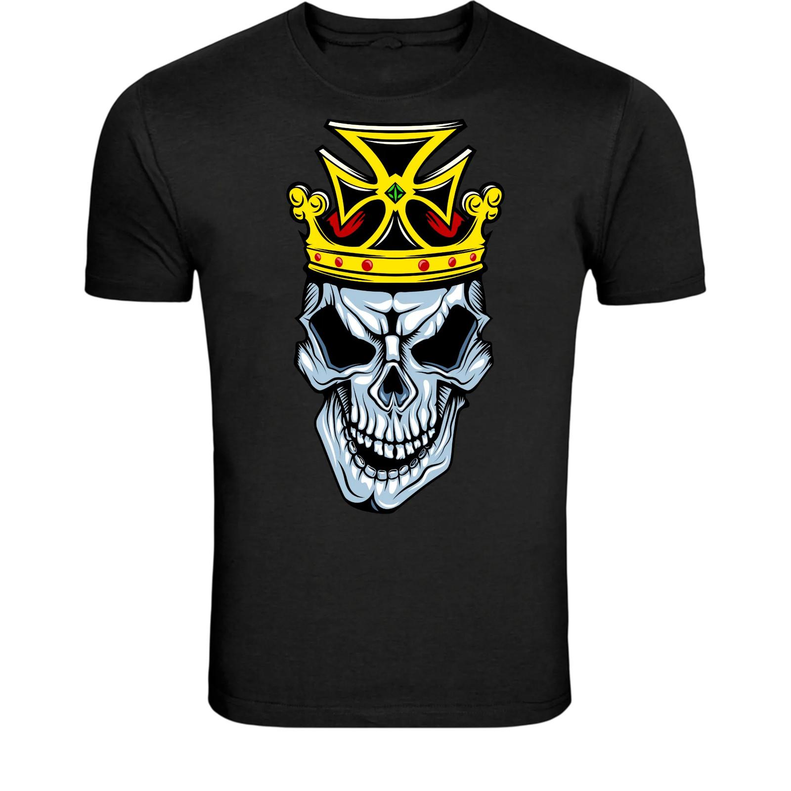 King Skull Crown T-Shirt - Dark Royal Skeleton Graphic Tee S