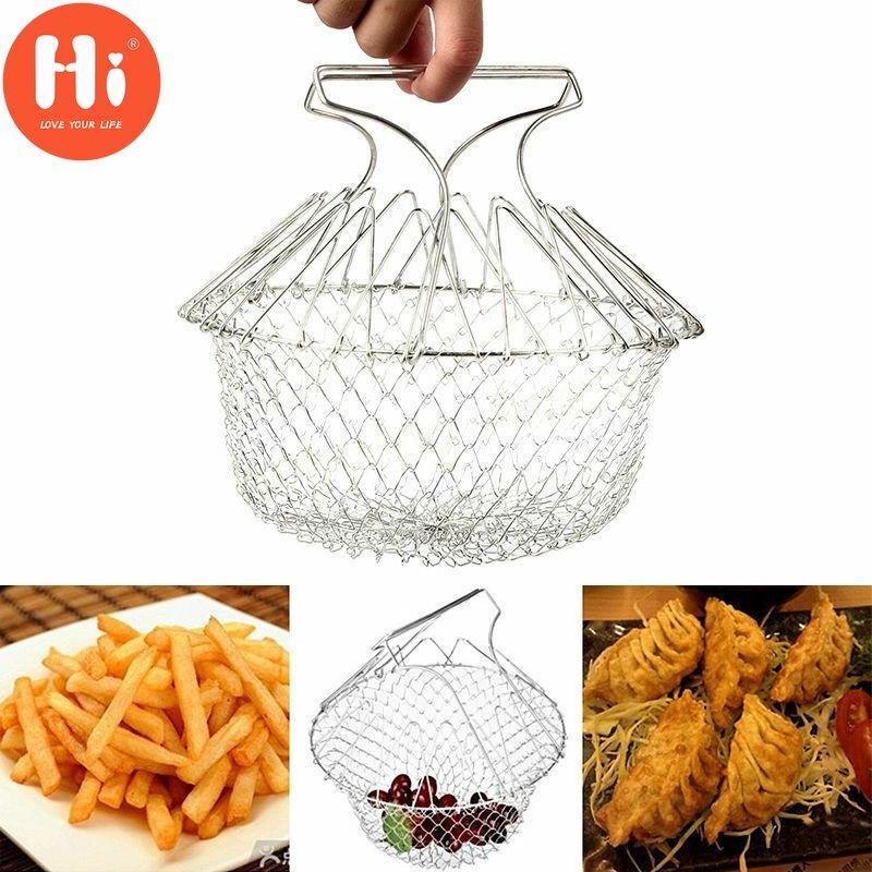 

Hi Складная ситечка для полоскания паром Корзина для жарки Сетка для шеф-повара Инструменты для приготовления пищи Hi