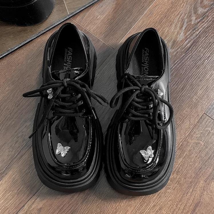 

Туфли женские кожаные на платформе белого цвета в ретро-стиле в британском стиле 2025 года, универсальные, на осень и зиму, с юбкой, лоферы Мэри Джейн 39 чёрный