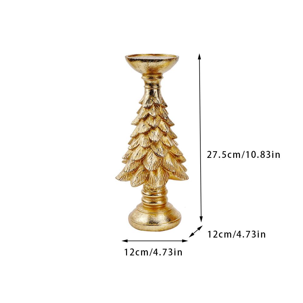 Kerzenständer Goldener Weihnachtsbaum im europäischen Stil Harz Kerzenständer Ornament Weihnachtsatmosphäre Weihnachtsdekoration Handwerk