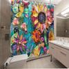 Vibrant Artistic Floral Shower Curtain -Waterproof,Mildew-Resistant With Colorful Leaf And Flower Design For A Creative Bathroom