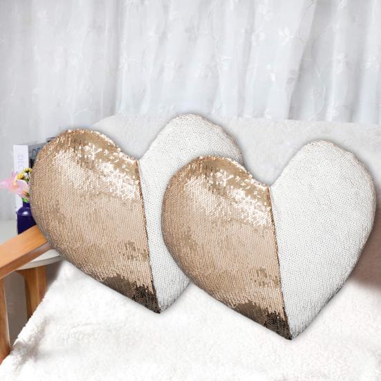 Pillowcase Ultra Soft Heat Transfer Printing Home Decoration Double Color DIY Sequins Love Heart Shape Pillow Cushion Cover for Sofa