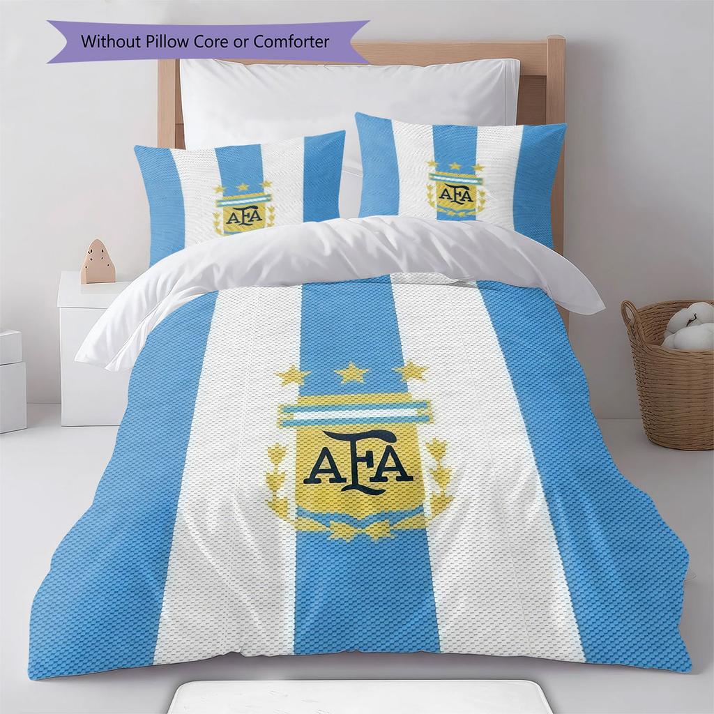 Argentina National Football Team Pattern Bedding,Quilt Set Quilt Cover Pillowcase Home Birthday Gift(1 * duvet cover + 2 * pillowcase, without core)