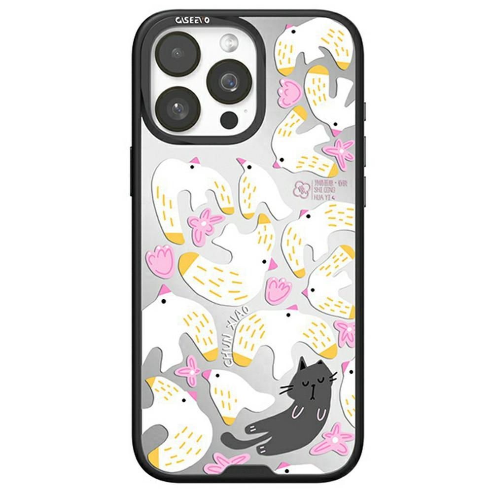 CASEEVO For iPhone 15 Pro Case Compatible with MagSafe TPU Acrylic Phone Cover with Poetic Illustration Backplate