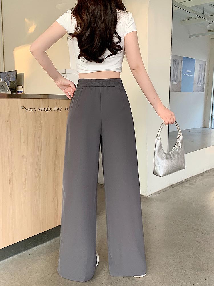 2026 Spring Plus Size High-Waisted Straight Leg Draping Casual Wide Leg Pants for Women