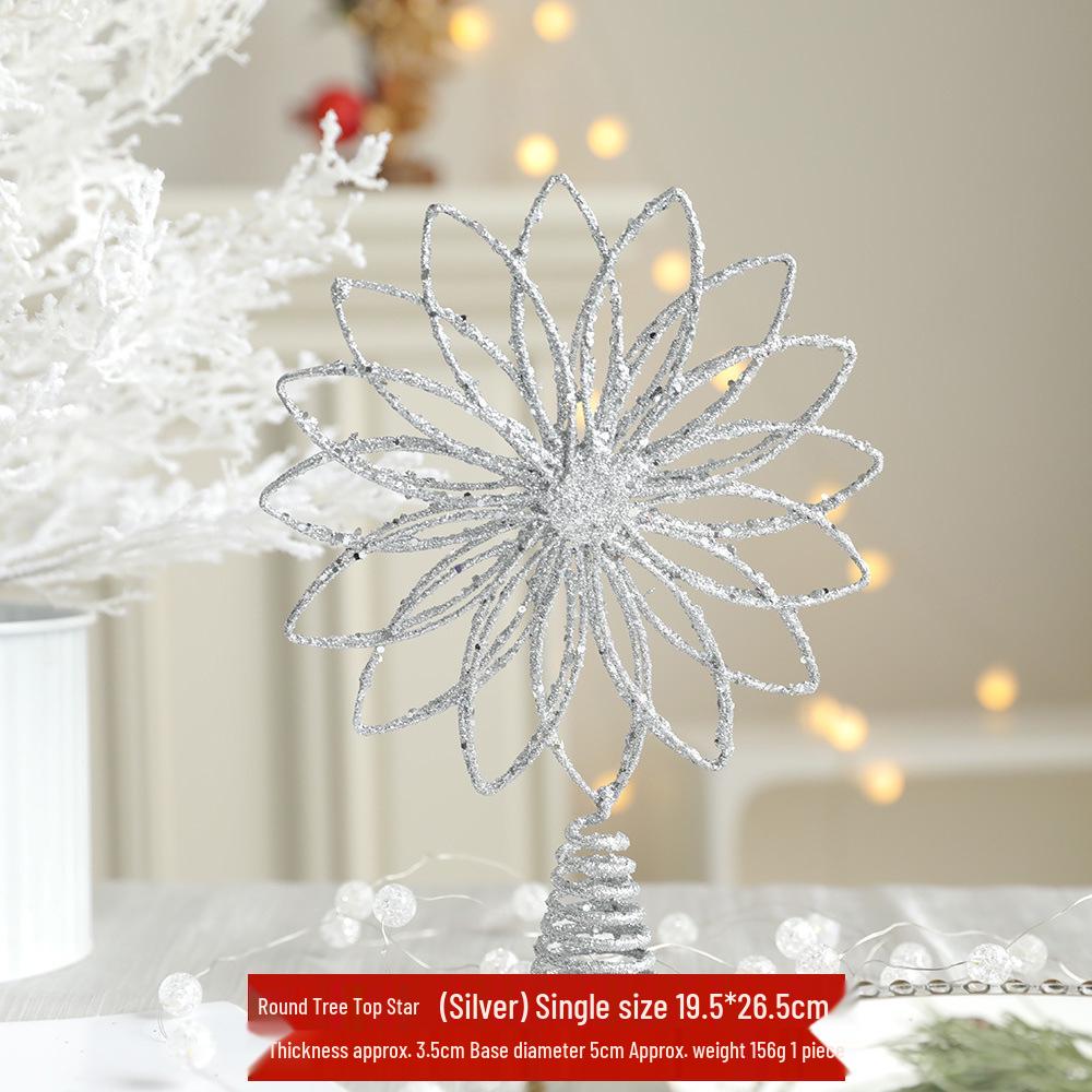 Gold Iron Art Tree Topper: Luminous Five-Pointed Christmas Star Ornament