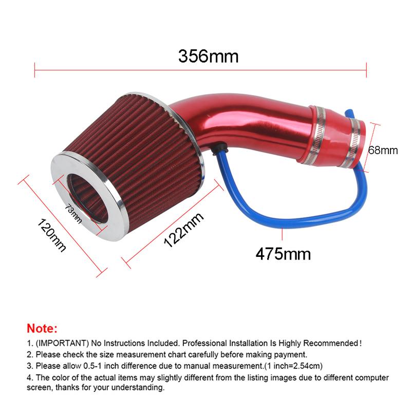 Universal 76mm Car Racing Cold Air Intake System Turbo Induction Pipe Tube Kit Aluminum With Cone Air Filter Inlet