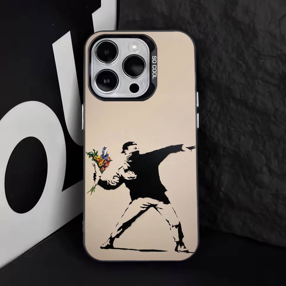 G-Graffiti Artist B-Banksy Phone Case For iPhone 16,15,14,13,12,11,8,7,Pro,Max,Plus,Mini,XS,SE Anti Fall Black Matte Hard
