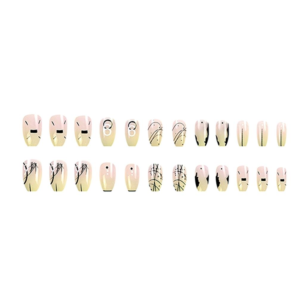 24 Pieces Short False Nails Press- Nails Glitter Manicure Nail Patches 10ml