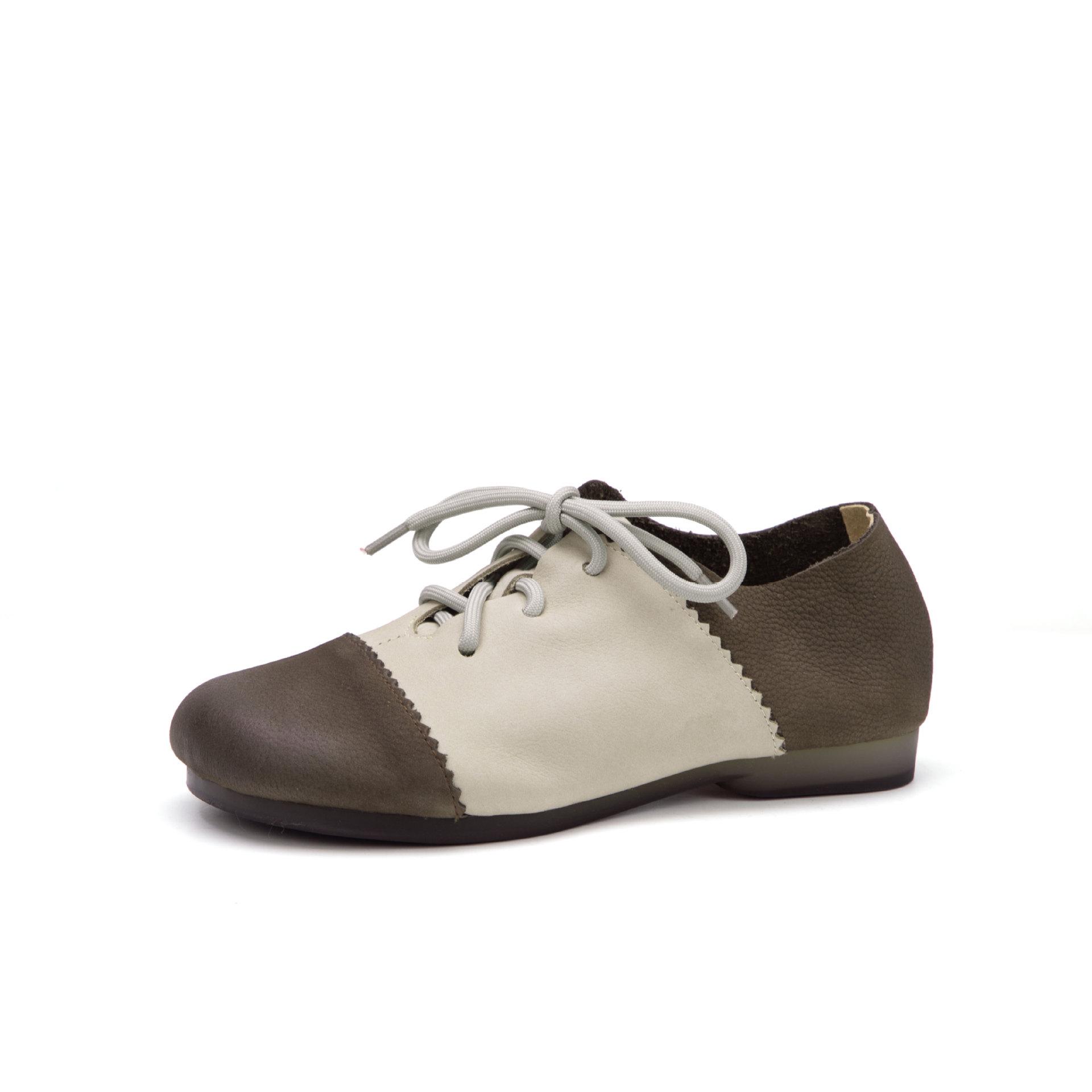 

Johnature Натуральная коровья кожа, смешанные цвета, повседневные балетки, удобные, в стиле ретро, шнуровка, универсальная женская обувь 39 серый