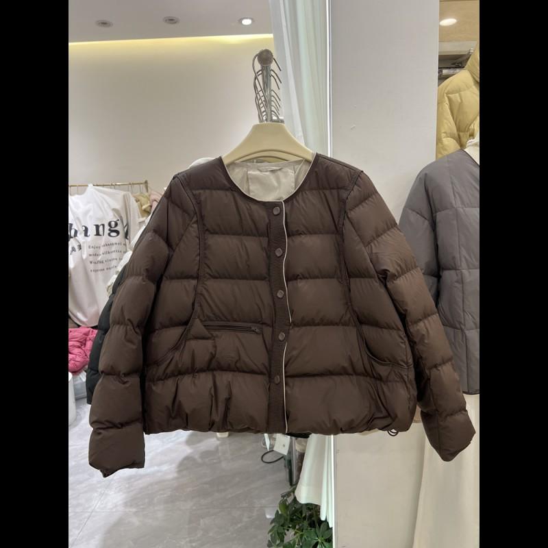 Womens Lightweight Cotton Coat 2026 Fall Single Breasted Round Neck Simple Versatile Warm Jacket