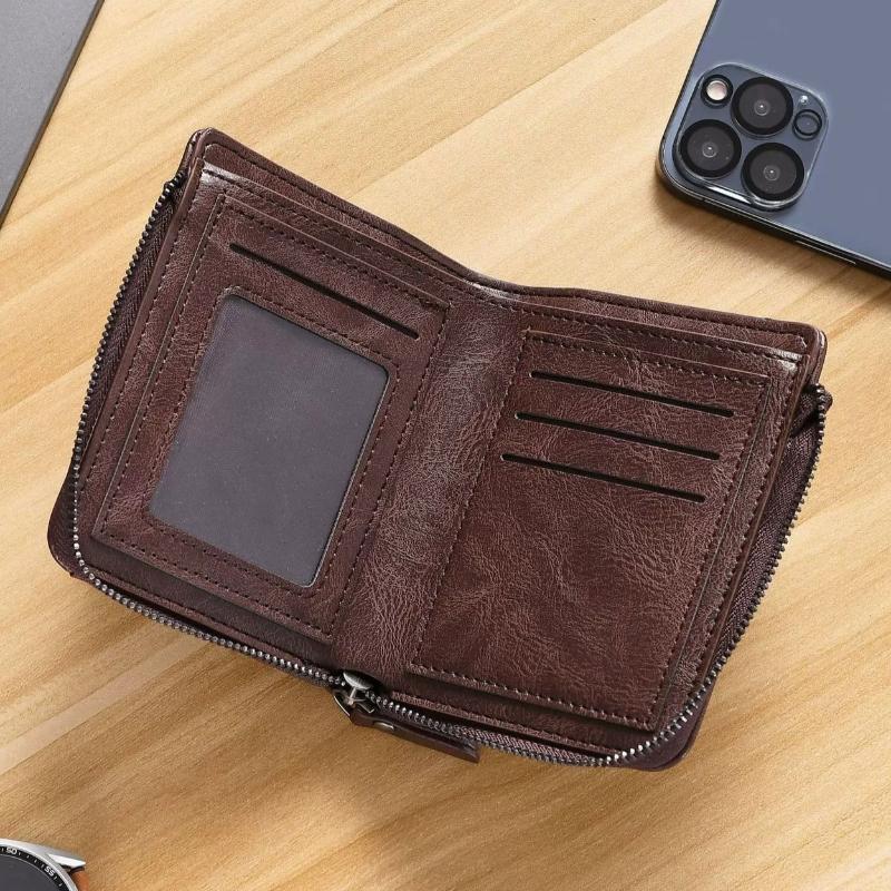 Fashion Men Wallets Leather Zipper Purse Money Clip Man Card Holders Male Short Multi-Card Wallet Coin Purse New Year Gifts