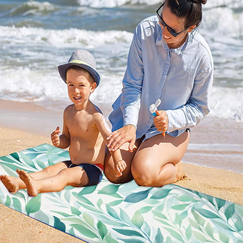 Nordic plants digital-printed polyester Superfine fiber double-sided fleece Beach vacation bath towel, beach towel