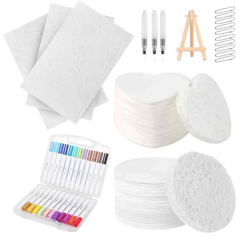 Foam Texture Painting Paper with 12 Marker Pen&10 Chian Puffy Texture Paper Magic Puffy Paint Kit 3D Effect Texture Painting Kit