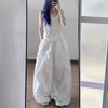 Womens White Loose Fit Cargo Pants Thin Quick Dry Nylon Streetwear Joggers Jazz Dance