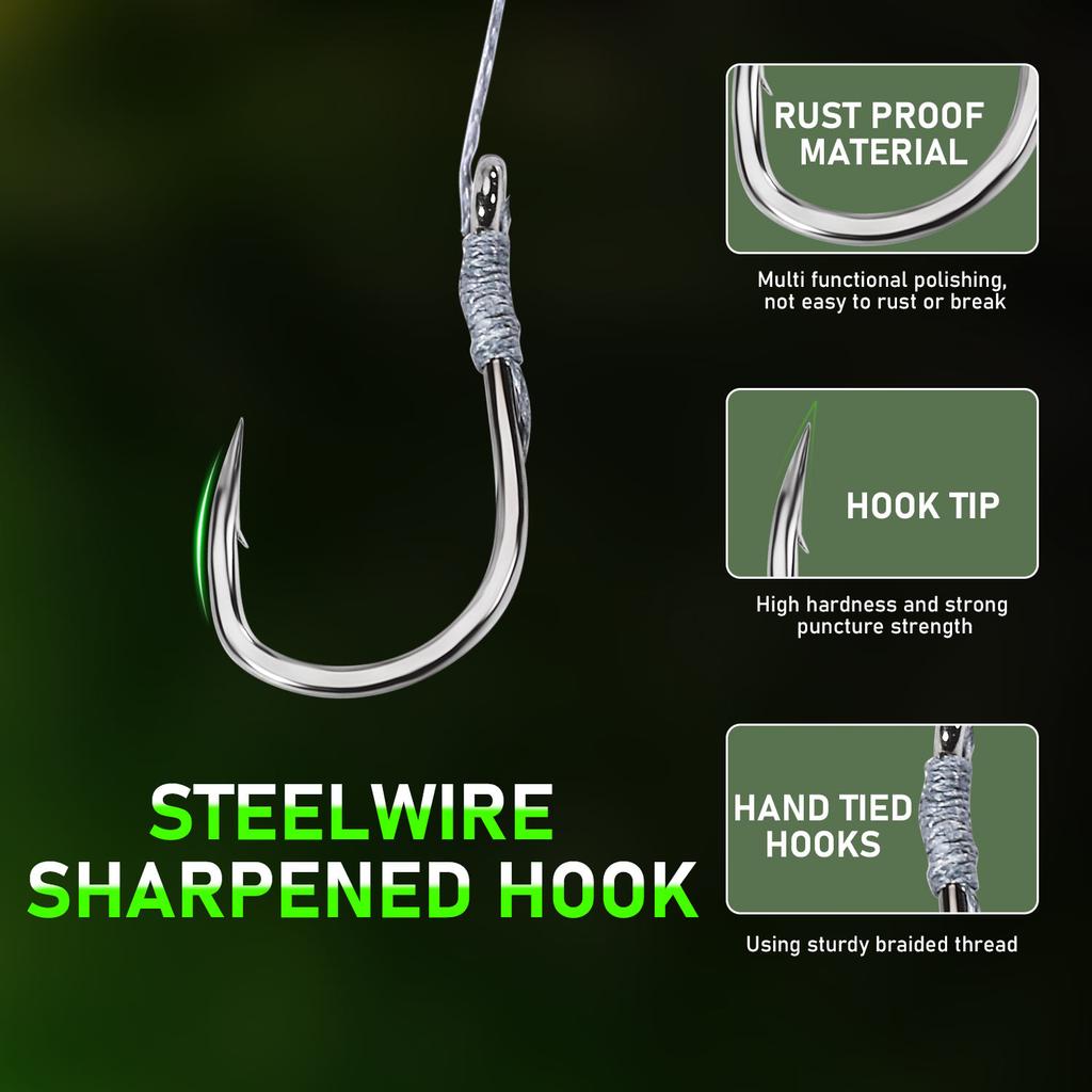 Bass Fishing Hooks Set 5pcs Durable Sharp Baitcasting Hooks for Angling And Tackle